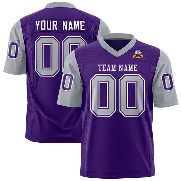 Custom Purple Gray Personalized Raglan Sleeves Design Football Jersey | BuyFootballJersey