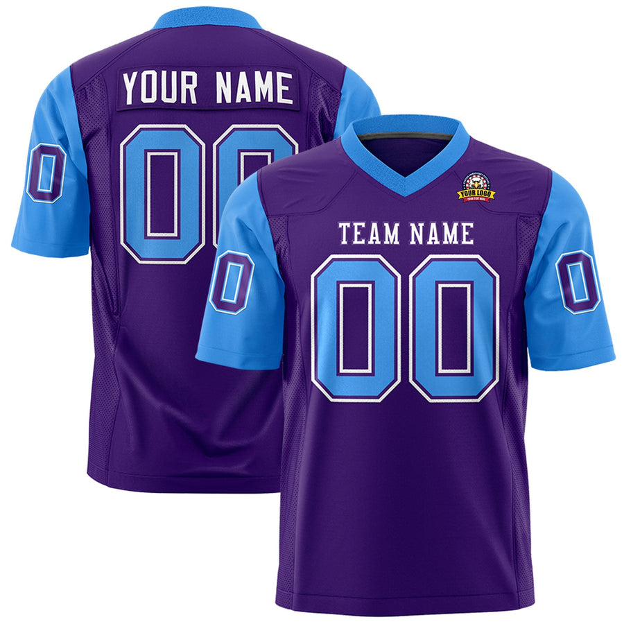 Custom Purple Powder Blue Personalized Raglan Sleeves Design Football Jersey | BuyFootballJersey