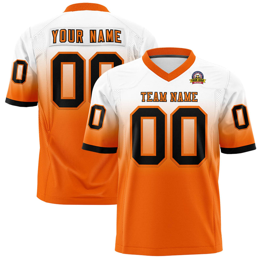 Custom White Orange Gradient Fashion Personalized Football Jersey | BuyFootballJersey