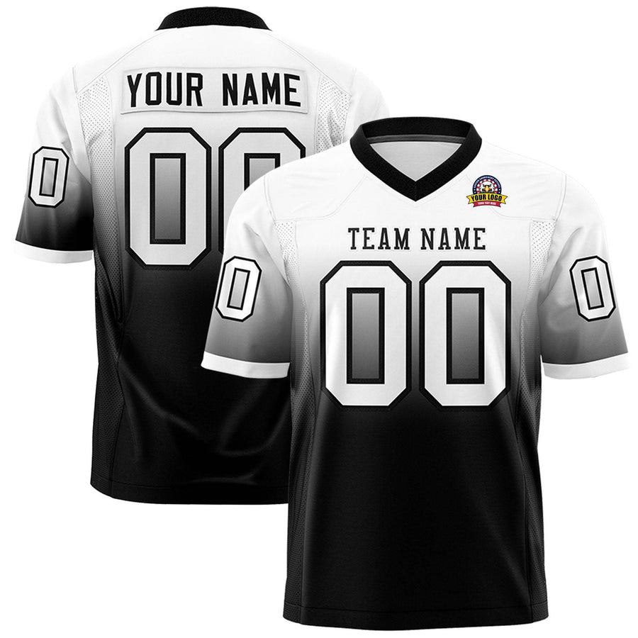 Custom White Black Gradient Fashion Personalized Football Jersey | BuyFootballJersey