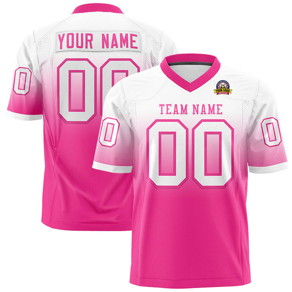 Custom White Pink Gradient Fashion Personalized Football Jersey | BuyFootballJersey