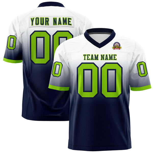 Custom White Navy Gradient Fashion Personalized Football Jersey | BuyFootballJersey