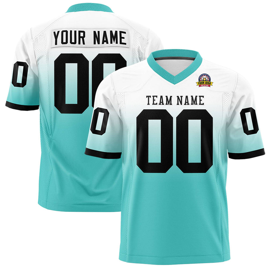 Custom White Bright Green Gradient Fashion Personalized Football Jersey | BuyFootballJersey