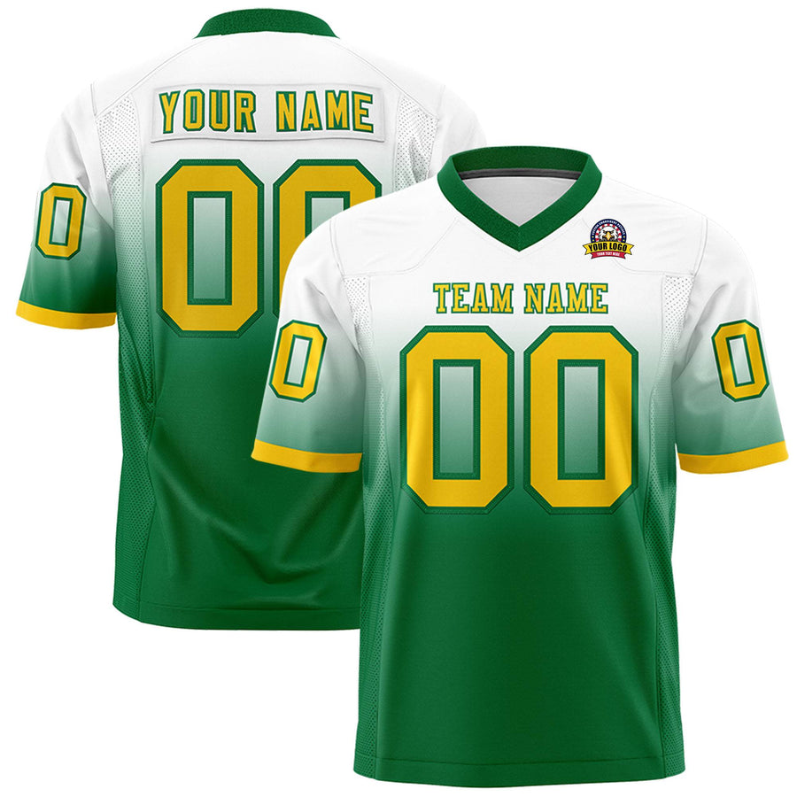 Custom White Kelly Green Gradient Fashion Personalized Football Jersey | BuyFootballJersey