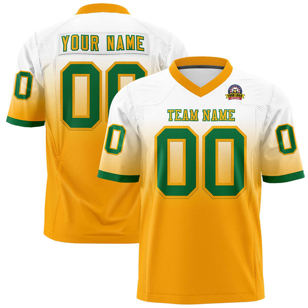 Custom White Yellow Gradient Fashion Personalized Football Jersey | BuyFootballJersey