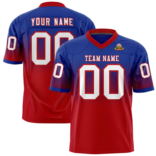 Custom Royal Red Gradient Fashion Personalized Football Jersey | BuyFootballJersey