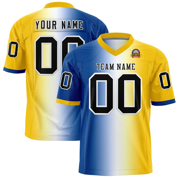 Custom Royal White-Gold Personalized Gradient Fashion Football Jersey | BuyFootballJersey