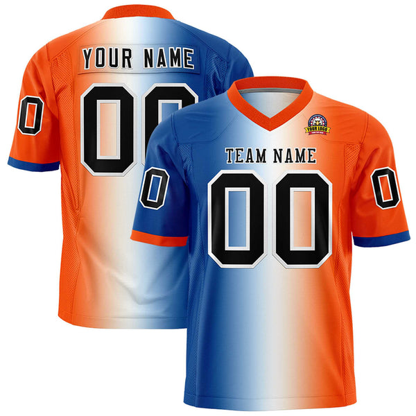 Custom Royal White-Orange Personalized Gradient Fashion Football Jersey | BuyFootballJersey