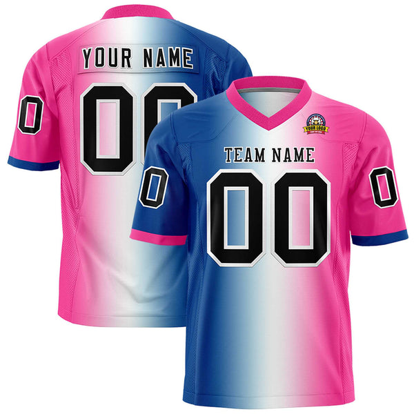 Custom Royal White-Pink Personalized Gradient Fashion Football Jersey | BuyFootballJersey