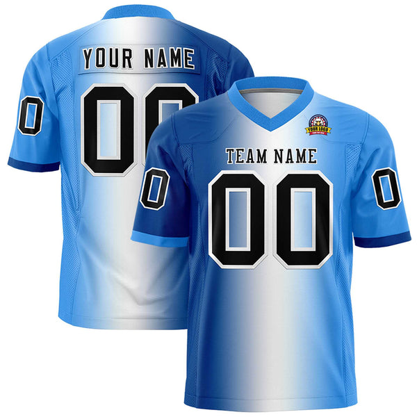 Custom Royal White-Powder Blue Personalized Gradient Fashion Football Jersey | BuyFootballJersey