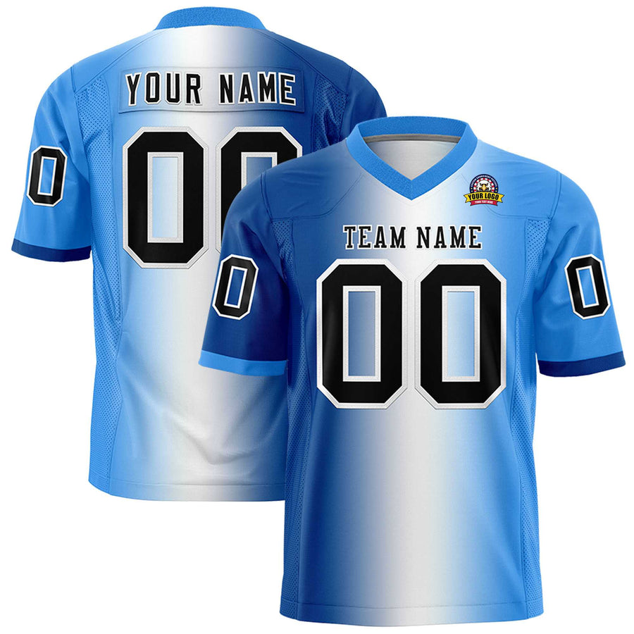 Custom Royal White-Powder Blue Personalized Gradient Fashion Football Jersey | BuyFootballJersey