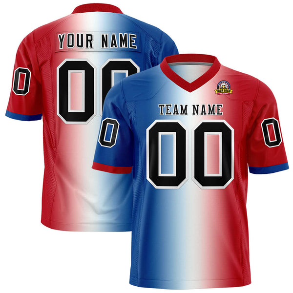 Custom Royal White-Red Personalized Gradient Fashion Football Jersey | BuyFootballJersey