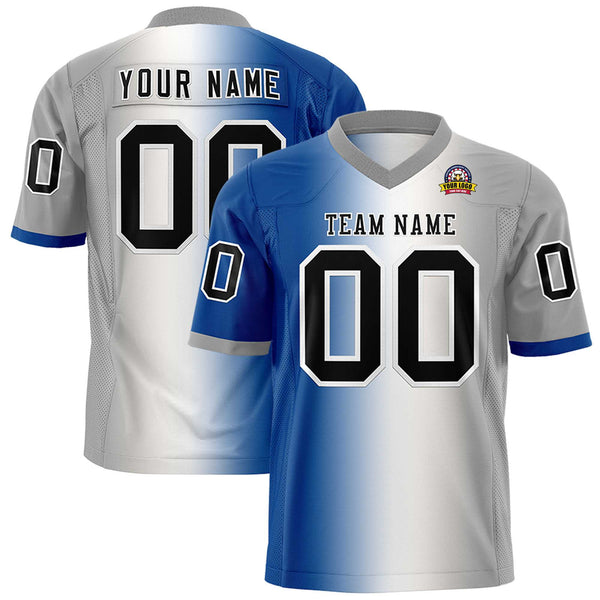 Custom Royal White-Gray Personalized Gradient Fashion Football Jersey | BuyFootballJersey