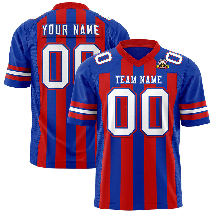 Custom Royal Red Personalized Thick Stripe Design Football Jersey | BuyFootballJersey