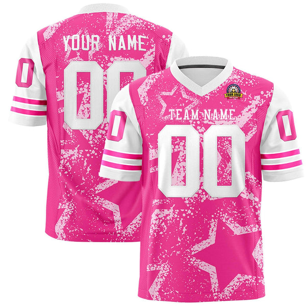Custom Pink White Personalized Star Pattern Design Football Jersey | BuyFootballJersey