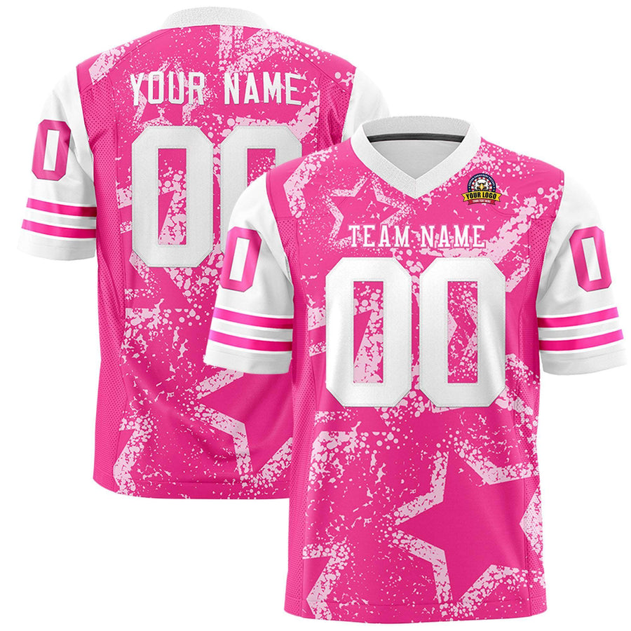 Custom Pink White Personalized Star Pattern Design Football Jersey | BuyFootballJersey