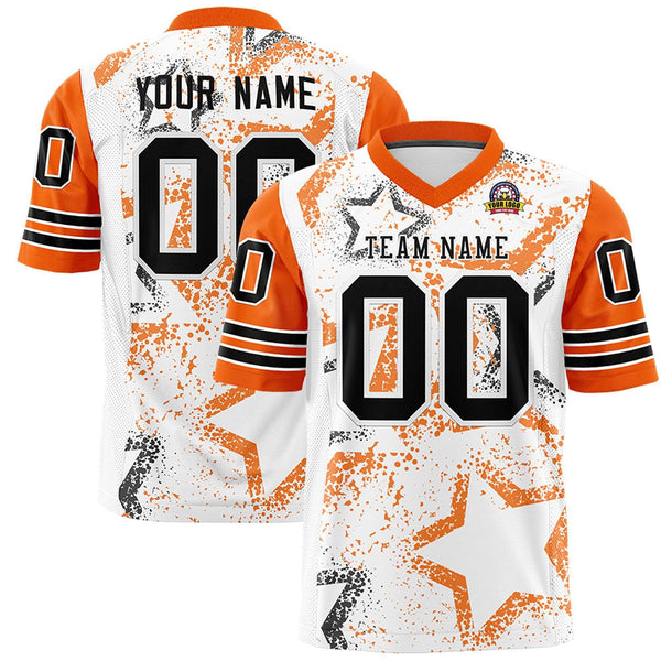Custom White Orange-Black Personalized Star Pattern Design Football Jersey | BuyFootballJersey