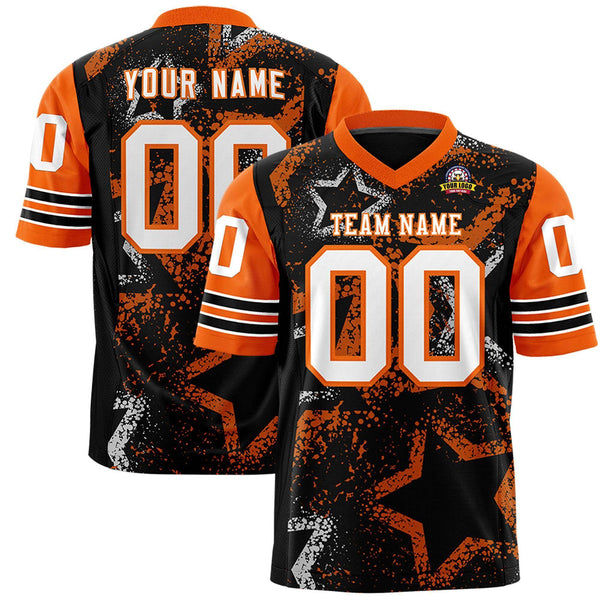 Custom Black Orange-White Personalized Star Pattern Design Football Jersey | BuyFootballJersey