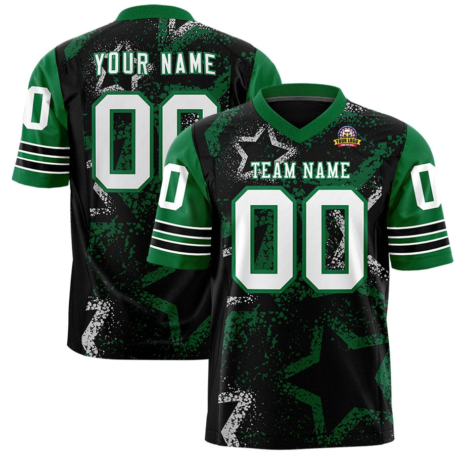 Custom Black Kelly Green-White Personalized Star Pattern Design Football Jersey | BuyFootballJersey