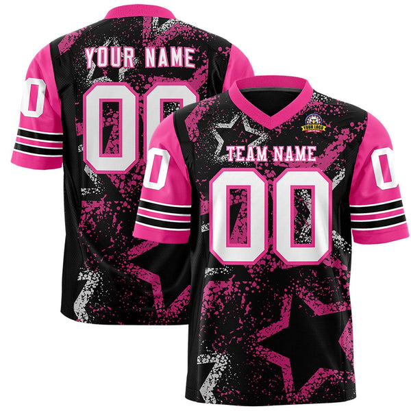 Custom Black Pink-White Personalized Star Pattern Design Football Jersey | BuyFootballJersey