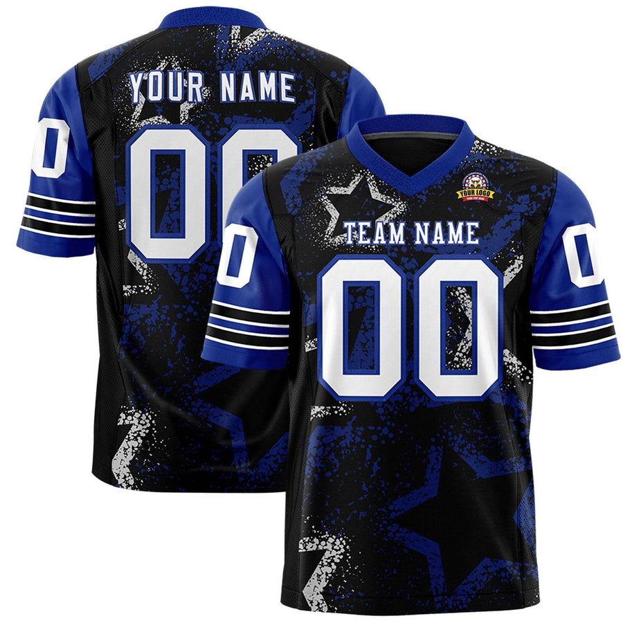 Custom Old Gold Black-White Personalized Star Pattern Design Football Jersey | BuyFootballJersey