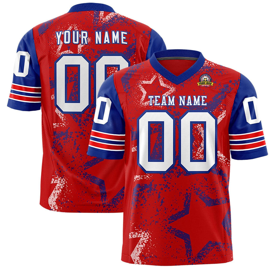 Custom Red Black-White Personalized Star Pattern Design Football Jersey | BuyFootballJersey