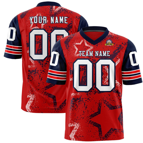 Custom Red Royal-White Personalized Star Pattern Design Football Jersey | BuyFootballJersey