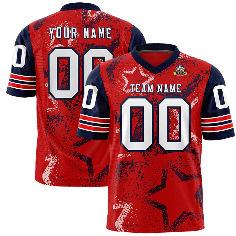 Custom Red Royal-White Personalized Star Pattern Design Football Jersey | BuyFootballJersey