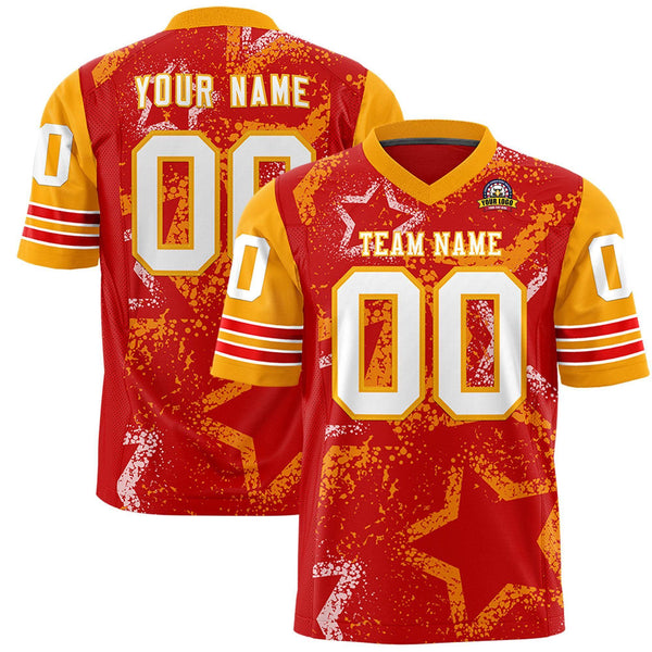 Custom Red Navy-White Personalized Star Pattern Design Football Jersey | BuyFootballJersey