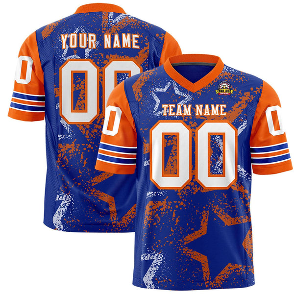 Custom Royal Gold-White Personalized Star Pattern Design Football Jersey | BuyFootballJersey