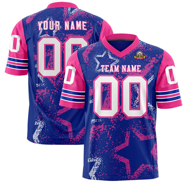 Custom Royal Orange-White Personalized Star Pattern Design Football Jersey | BuyFootballJersey
