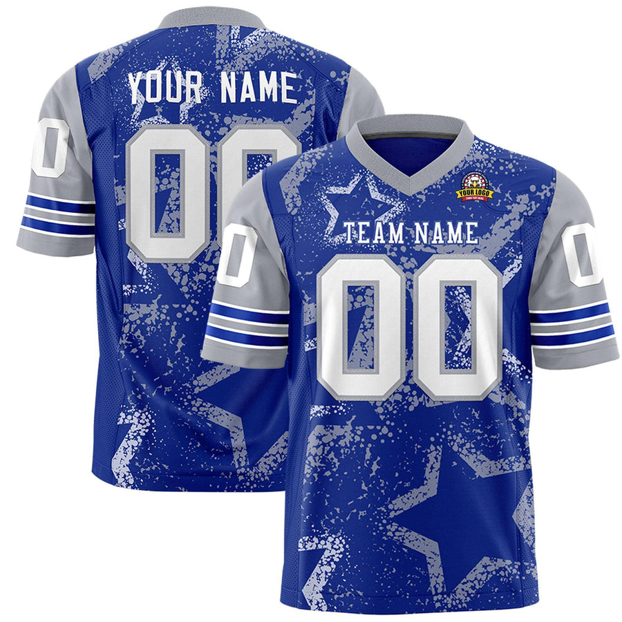 Custom Royal Black-White Personalized Star Pattern Design Football Jersey | BuyFootballJersey