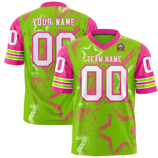 Custom Neon Green Navy-White Personalized Star Pattern Design Football Jersey | BuyFootballJersey