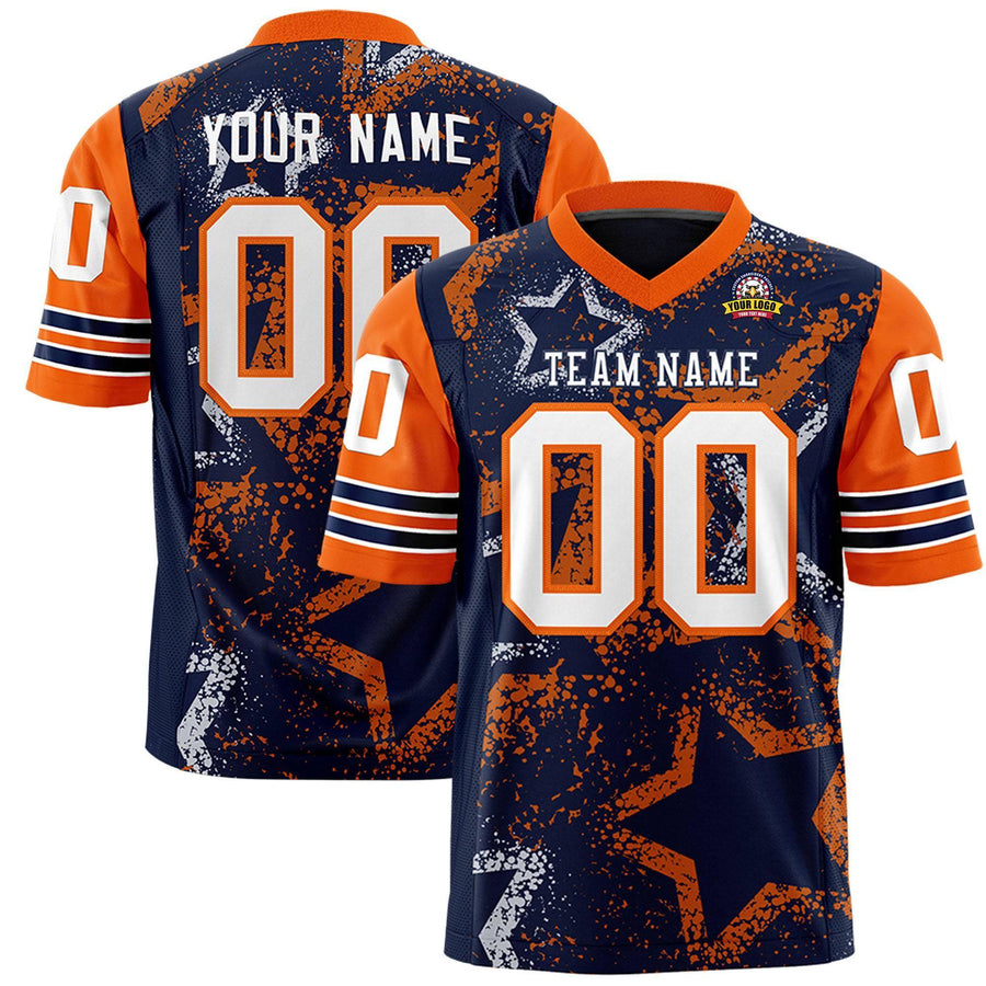 Custom Navy Red-White Personalized Star Pattern Design Football Jersey | BuyFootballJersey