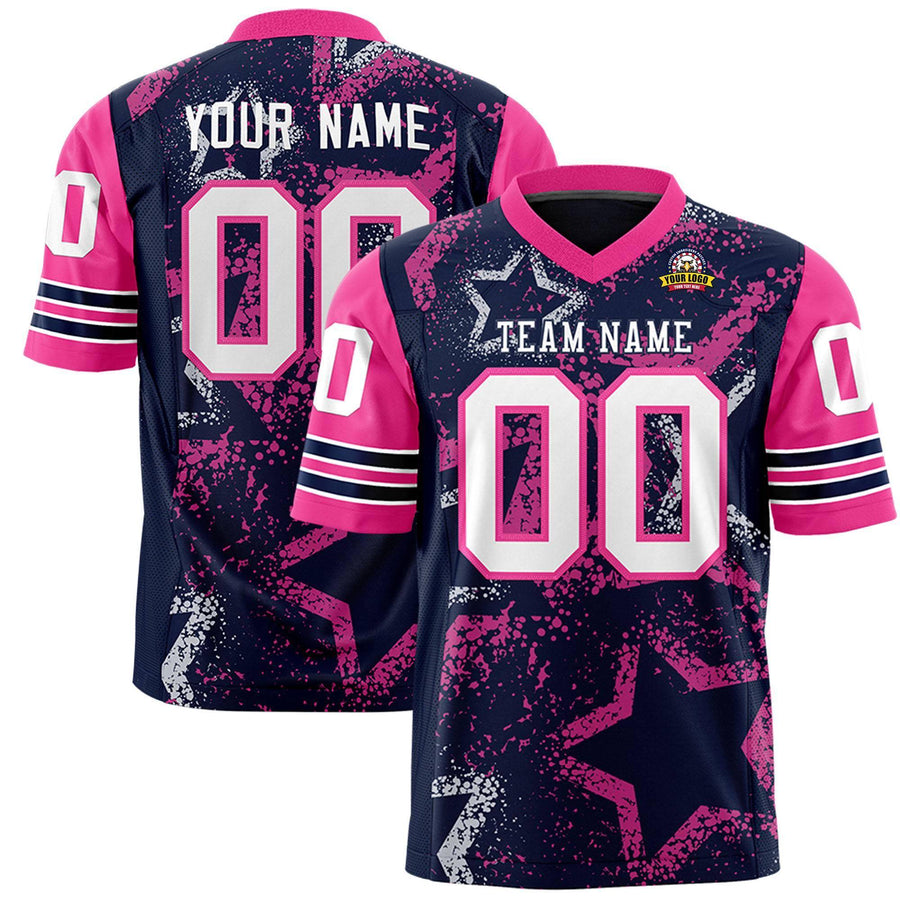 Custom Navy Orange-White Personalized Star Pattern Design Football Jersey | BuyFootballJersey