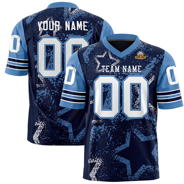 Custom Navy Pink-White Personalized Star Pattern Design Football Jersey | BuyFootballJersey