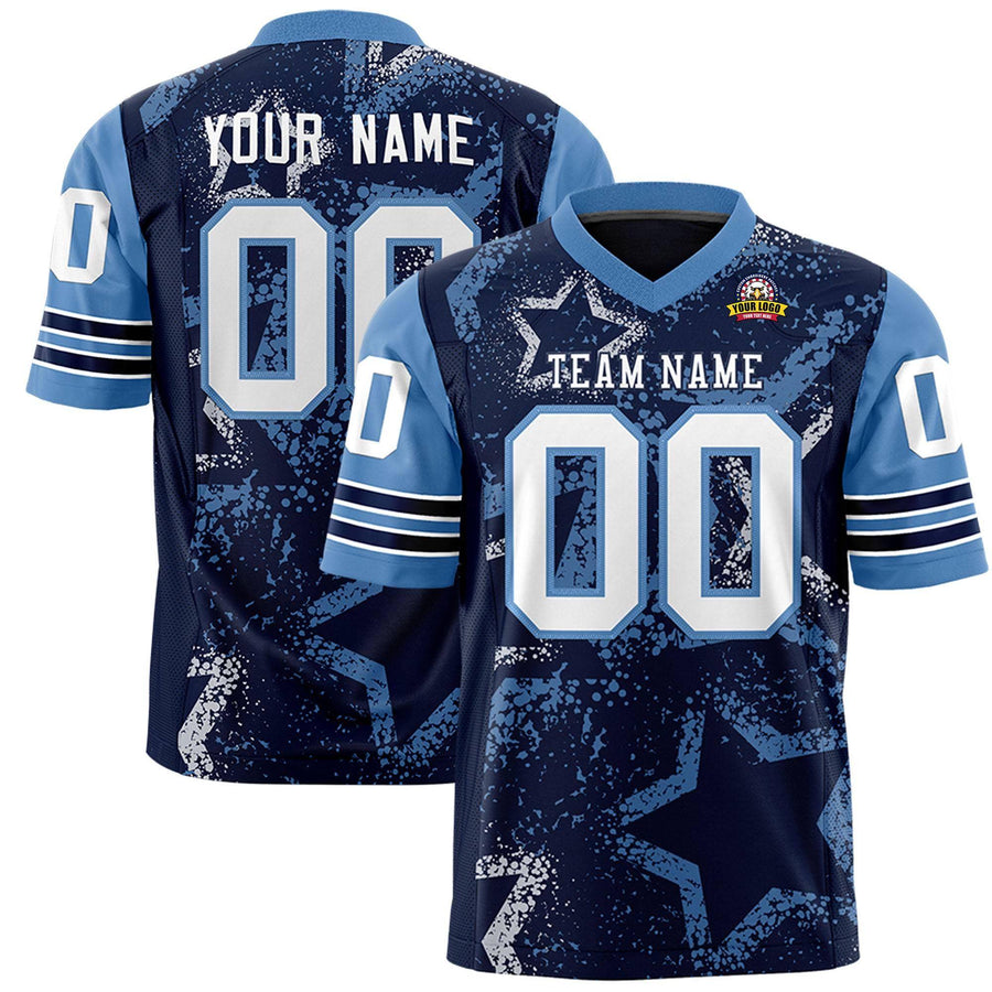 Custom Navy Pink-White Personalized Star Pattern Design Football Jersey | BuyFootballJersey