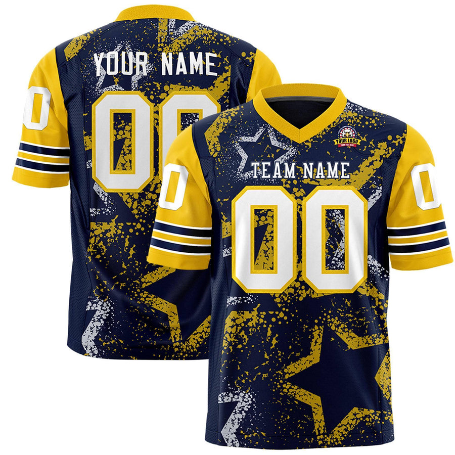 Custom Navy Light Blue-White Personalized Star Pattern Design Football Jersey | BuyFootballJersey