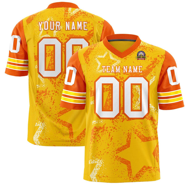 Custom Gold Red-White Personalized Star Pattern Design Football Jersey | BuyFootballJersey