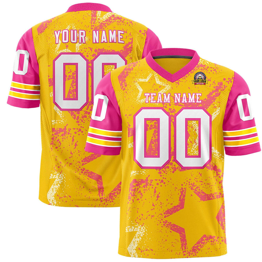 Custom Gold Orange-White Personalized Star Pattern Design Football Jersey | BuyFootballJersey