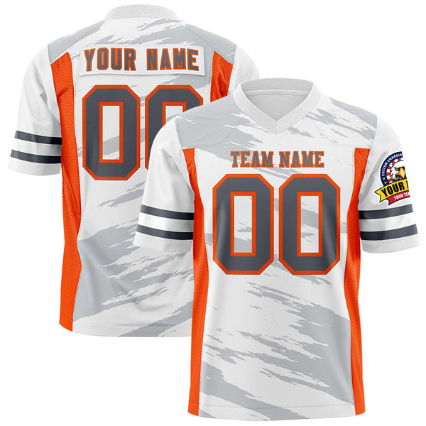 Custom White Gray Personalized Scratch Pattern Design Football Jersey | BuyFootballJersey