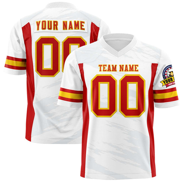 Custom White Light Gray Personalized Scratch Pattern Design Football Jersey | BuyFootballJersey