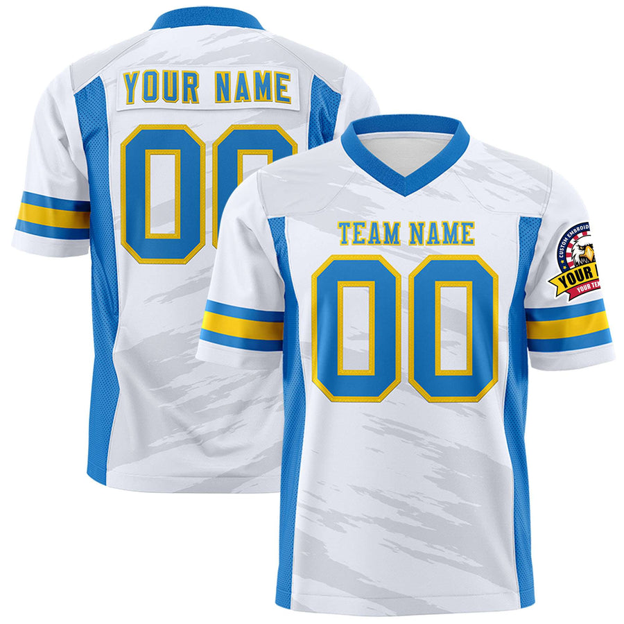 Custom White Gray Personalized Scratch Pattern Design Football Jersey | BuyFootballJersey