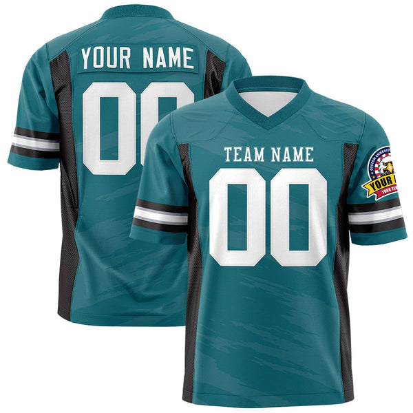 Custom Aqua Gray Personalized Scratch Pattern Design Football Jersey | BuyFootballJersey