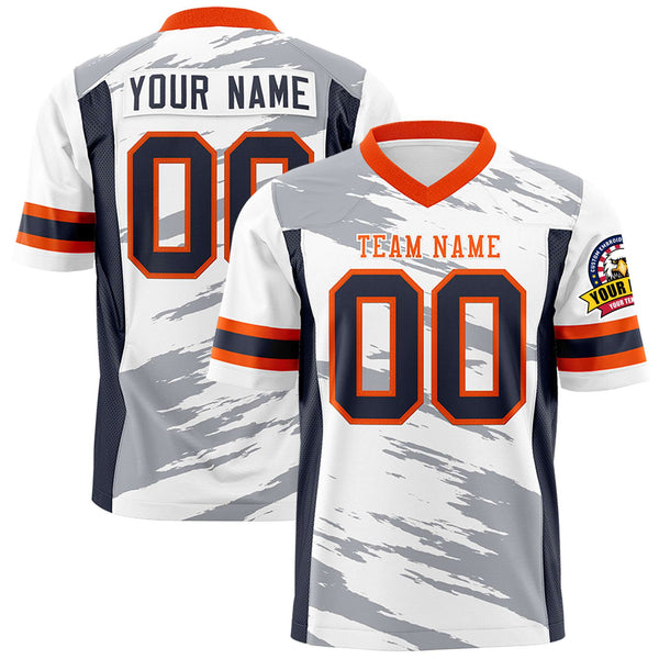 Custom White Gray Personalized Scratch Pattern Design Football Jersey | BuyFootballJersey