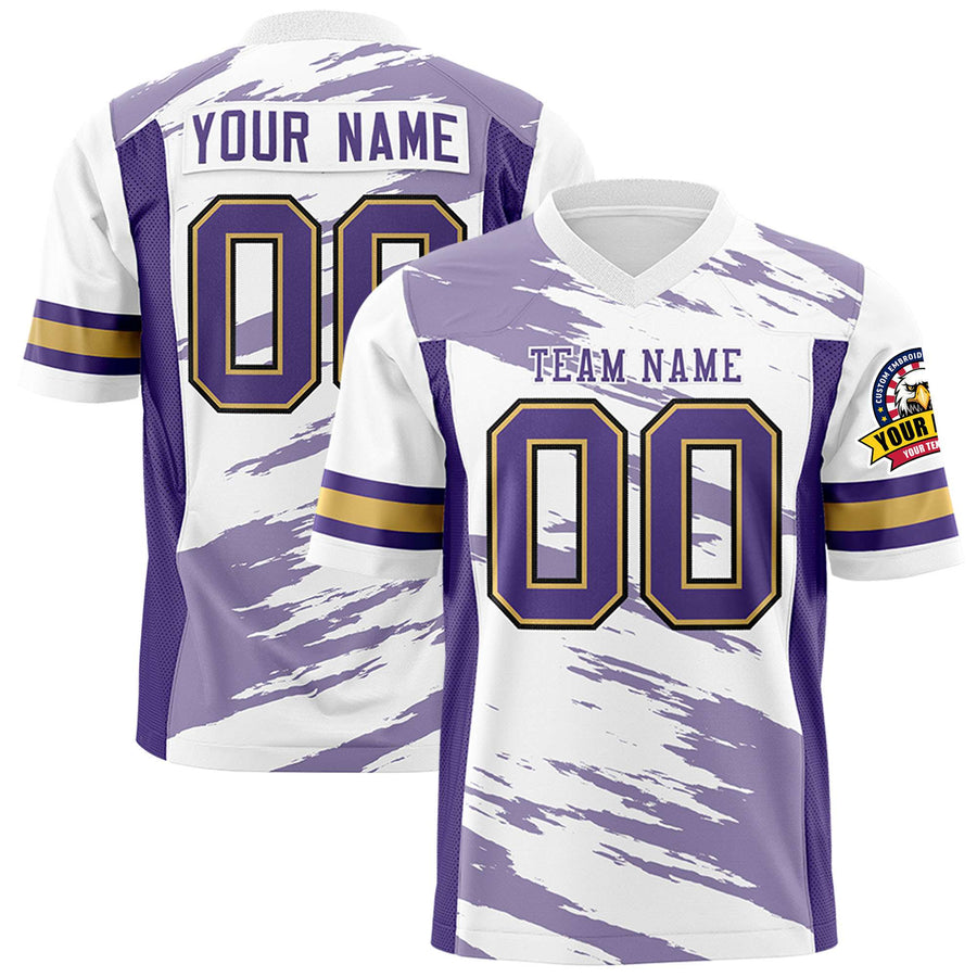 Custom White Light Purple Personalized Scratch Pattern Design Football Jersey | BuyFootballJersey