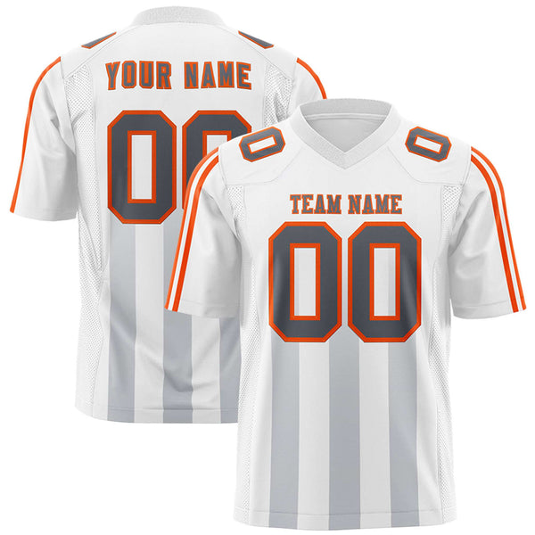 Custom White Gray Vertical Fine Stripe Gradient Fashion Personalized Team Football Jersey | BuyFootballJersey