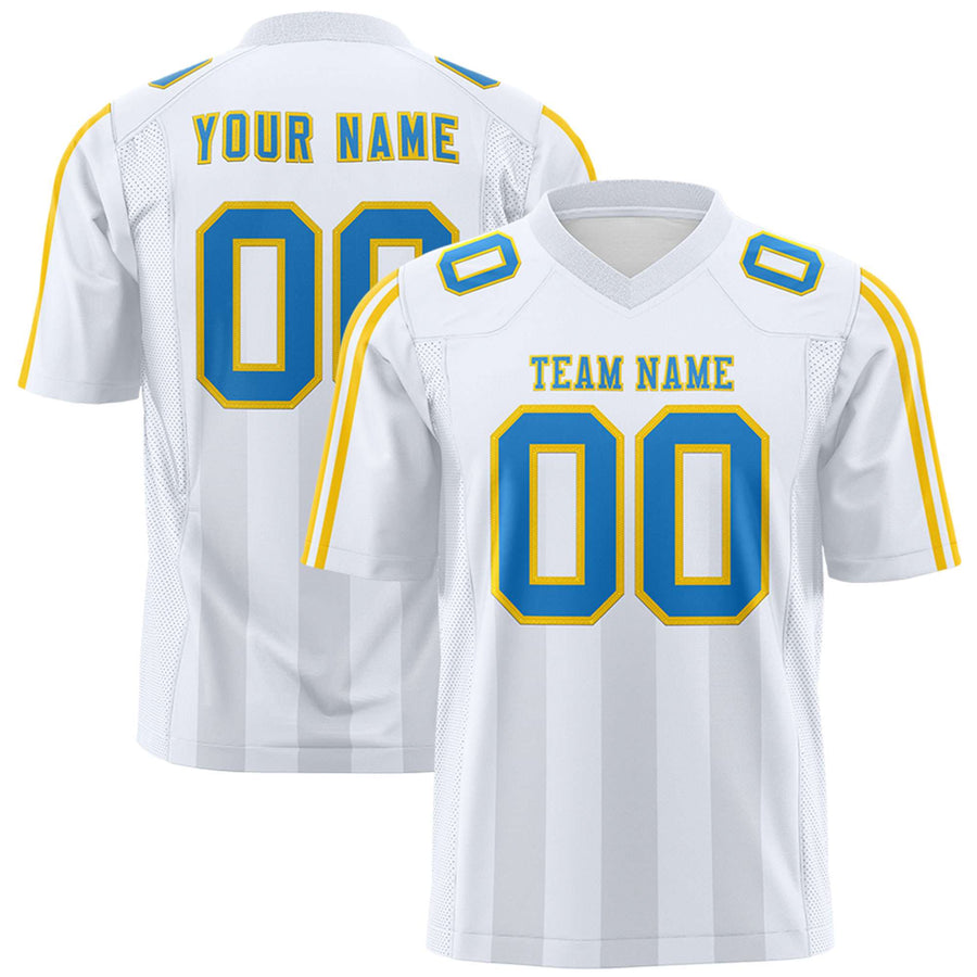 Custom White Gray Vertical Fine Stripe Gradient Fashion Personalized Team Football Jersey | BuyFootballJersey