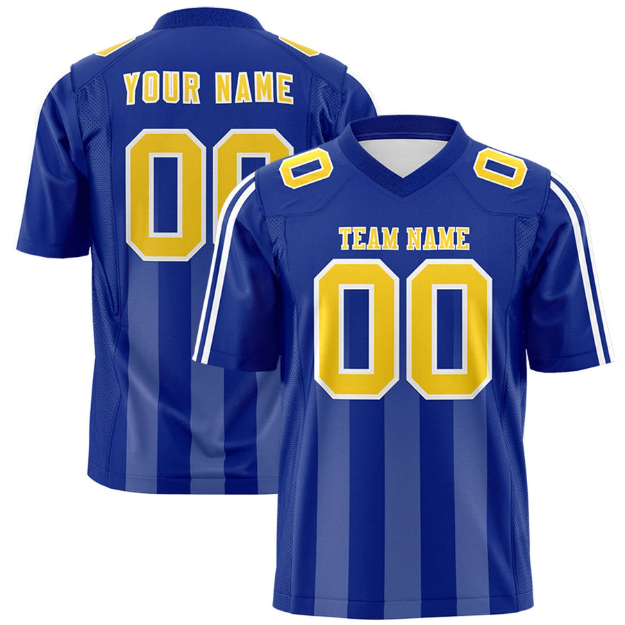 Custom Royal White Vertical Fine Stripe Gradient Fashion Personalized Team Football Jersey | BuyFootballJersey