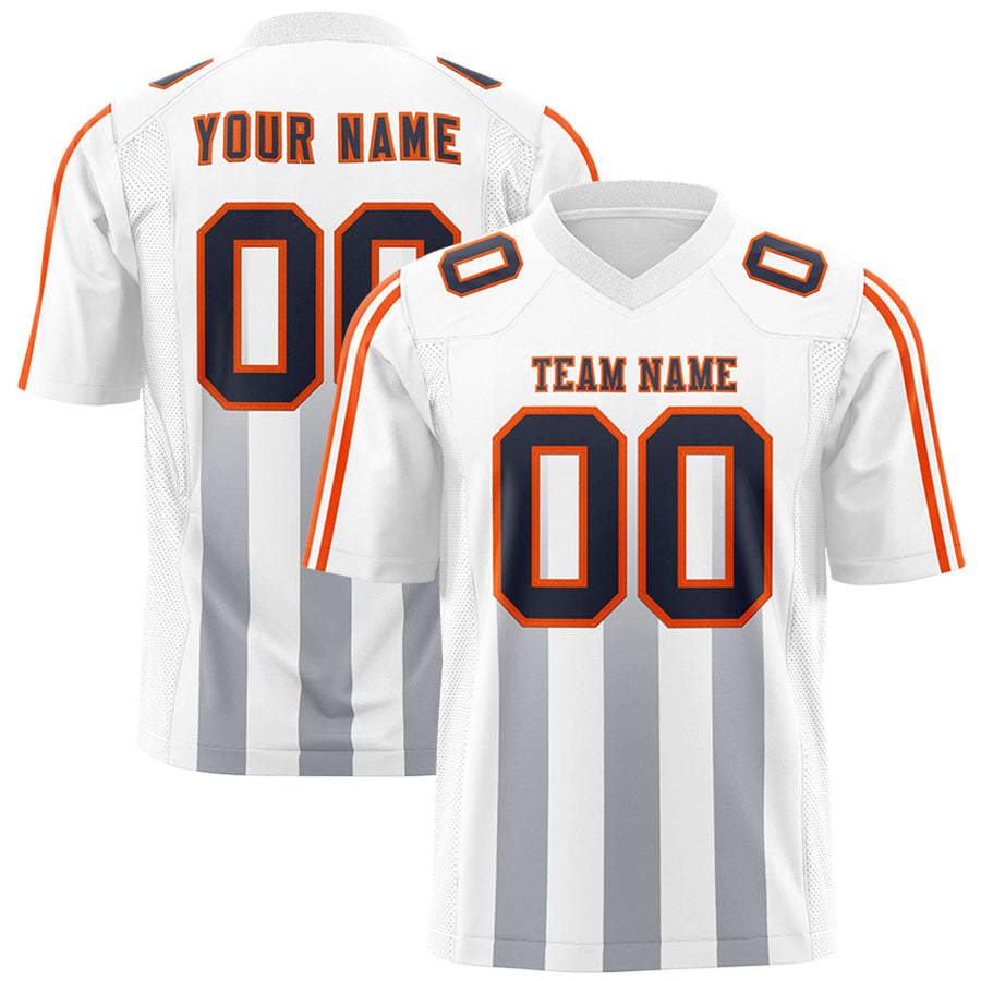 Custom White Gray Vertical Fine Stripe Gradient Fashion Personalized Team Football Jersey | BuyFootballJersey